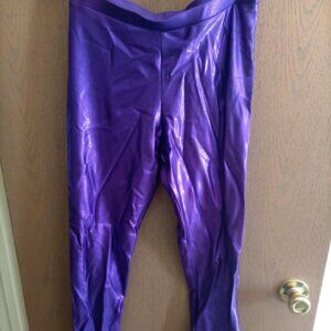 Sz L Shiny Purple Leggings Dancewear